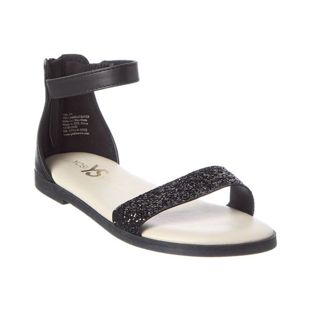 Yosi Samra Miss Cambelle Glitter Leather Sandal, Black